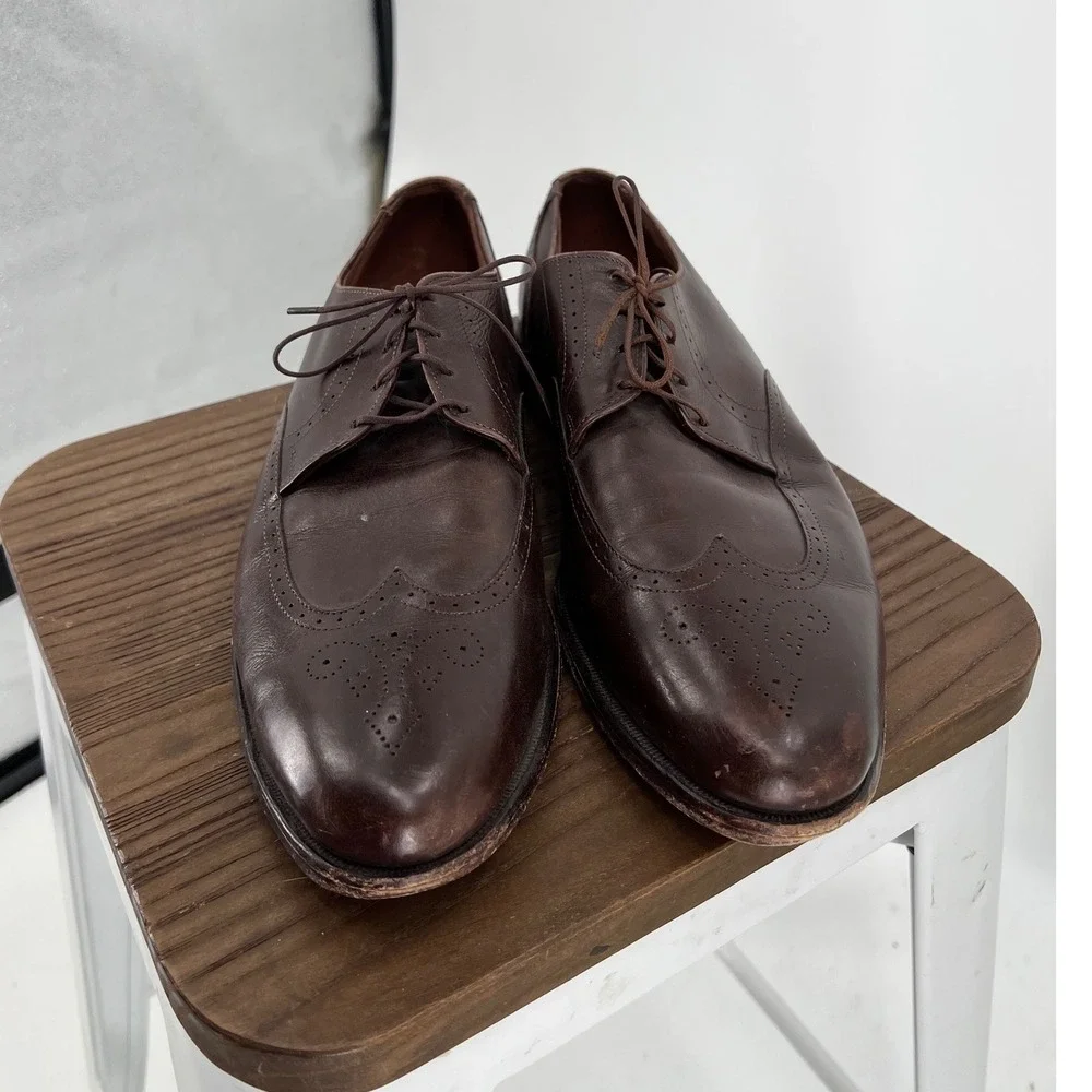 Allen Edmonds Brogue Mens 13 C Dark Brown Leather Wingtip Derby Shoes 2967